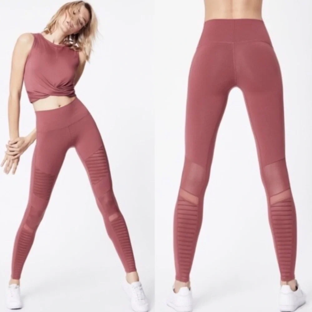 Alo High Waisted Pink Quartz Moto Leggings